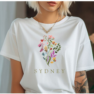 Camiseta Elegante Boho Floral Wildflower
