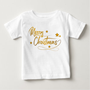 Camiseta Elegante Caligrafia Dourada Festiva Feliz Natal