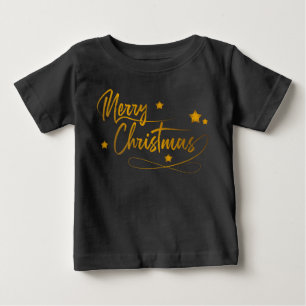 Camiseta Elegante Caligrafia Dourada Festiva Feliz Natal