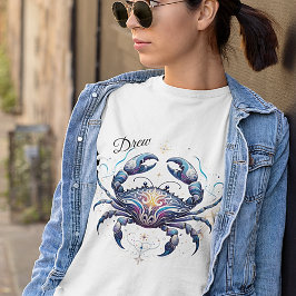 Camiseta Elegante Cancer de Aquarela Zodiac Personalizado