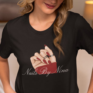 Camiseta Elegante Chic Nail Beauty Salon Manicurist Uniform