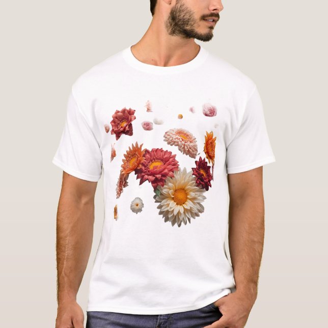 Camiseta Elegante com Buquê de Flores Silvestres F (Frente)