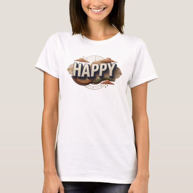 Camiseta Elegante composição artística FELIZ (Frente)