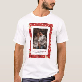 Camiseta Elegante Corações Vermelhos Feliz Dia dos Namorado
