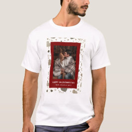 Camiseta Elegante Corações Vermelhos Feliz Dia dos Namorado