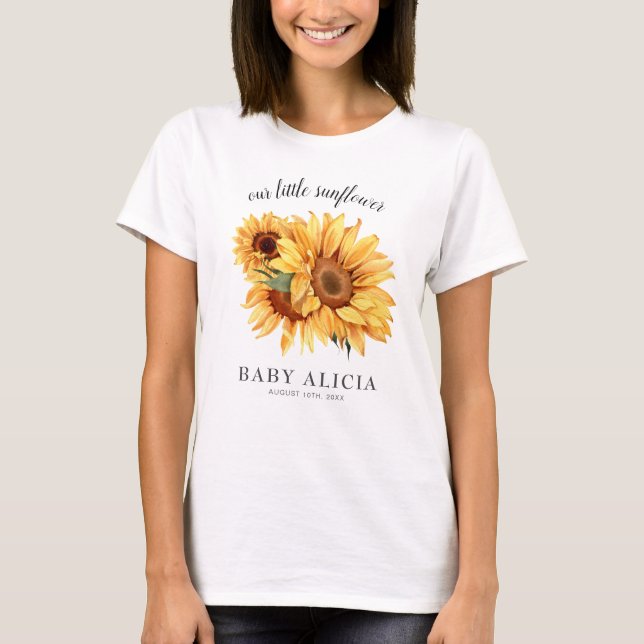 Camiseta Elegante Country Sunflower Chá de fraldas (Frente)