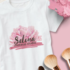 Camiseta Elegante Creme Blush Floral Makeup Studio
