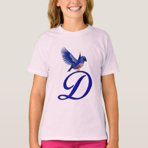 Camiseta Elegante D inicial do Monograma de Bluebird 
