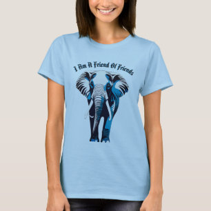 Camiseta Elegante Design de Contorno de Elefante-Mulher -