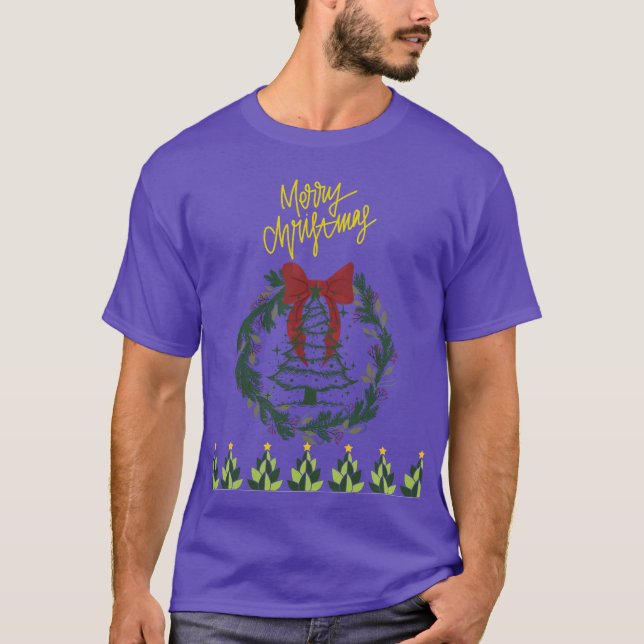 Camiseta Elegante Design de Coroa de Natal (Frente)