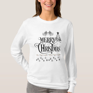 Camiseta Elegante Design de Tipografia de Feliz Natal