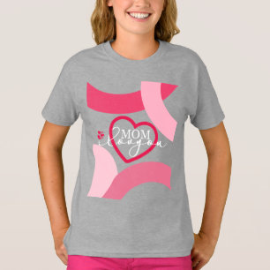 Camiseta Elegante design SMS Mãe Eu Te Amo Com Coração