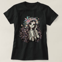Elegante Día de los Muertos Menina Caveira de Açúc