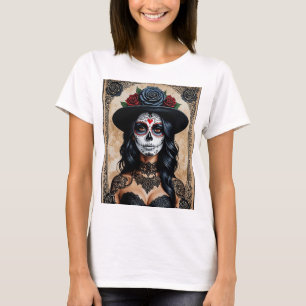 Camiseta Elegante Dia do Crânio Gótico do Tee Morto
