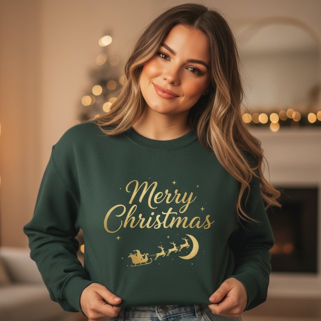Camiseta Elegante Dourado Feliz Natal (Criador carregado)