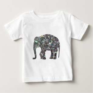 Camiseta Elegante elefante brilhante em mosaico prateado