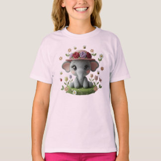 Camiseta Elegante Elefante de Crochê da Primavera