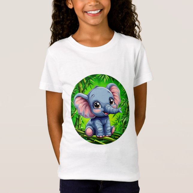 Camiseta Elegante elefante de desenho animado (Frente)