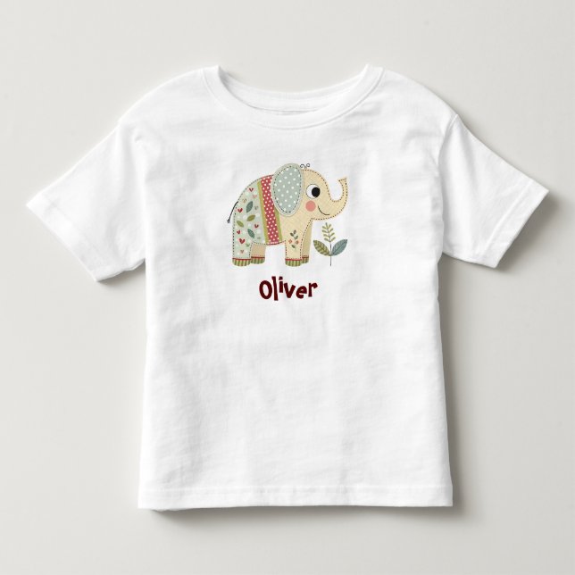 Camiseta Elegante Elefante de Patchwork (Frente)