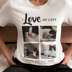 Camiseta Elegante Eu Amo Meu Gato Foto