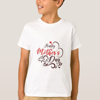 Camiseta Elegante Feliz Dia das Mães Tee de Coração Floral