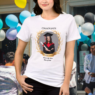 Camiseta Elegante Festa de Formatura com Fotos Douradas Cor