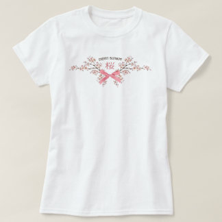 Camiseta Elegante Flor de Cerejeira Sakura com Laço de Fita
