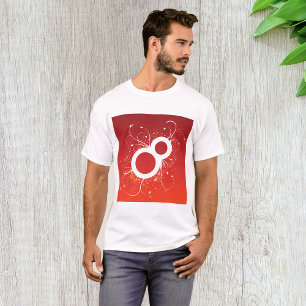 Camiseta Elegante Floral Número 8 Abstrato Vermelho