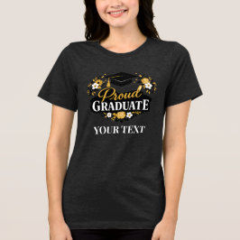 Camiseta Elegante Floral Orgulhoso Graduado Texto Personali