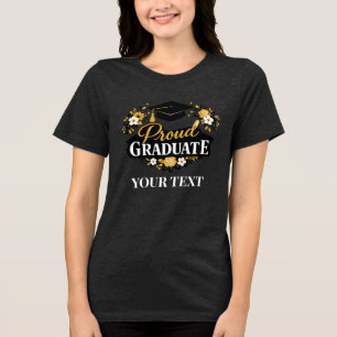 Camiseta Elegante Floral Orgulhoso Graduado Texto Personali