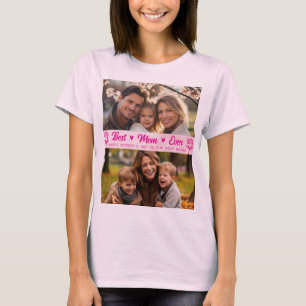 Camiseta Elegante Foto Texto Dia das Mães Aquarela Rosa