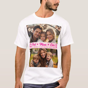 Camiseta Elegante Foto Texto Dia das Mães Aquarela Rosa