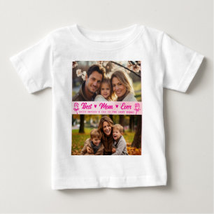 Camiseta Elegante Foto Texto Dia das Mães Aquarela Rosa