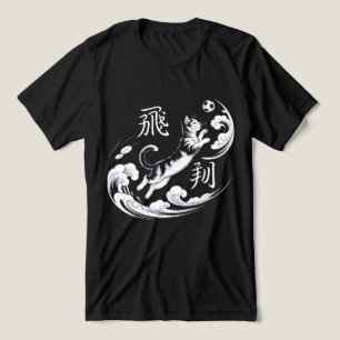Camiseta Elegante Gato Ukiyo-e Futebol Para Amantes de Arte