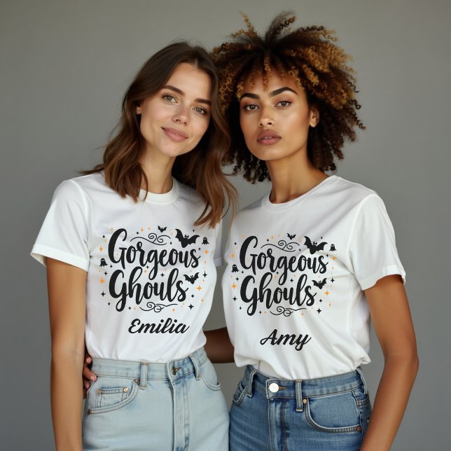 Camiseta Elegante Ghouls Name Halloween (Criador carregado)
