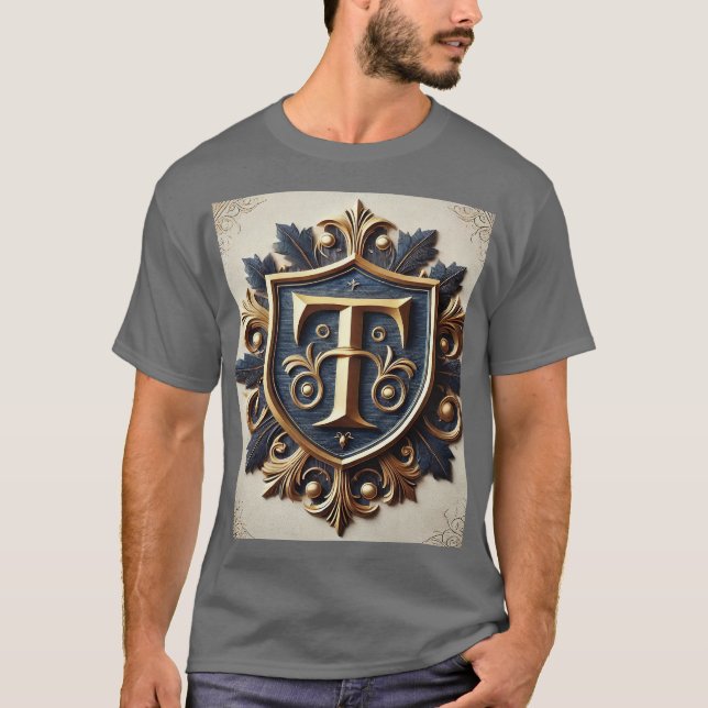 Camiseta Elegante Heráldico do Ornamentado (Frente)