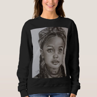 Camiseta Elegante Ilustração de Menina em Carvão e Lápis