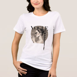 Camiseta Elegante Ilustração de Moda com Trança em Círculo