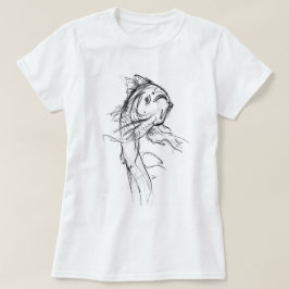 Camiseta Elegante Koi Fish Abstrato Sketch