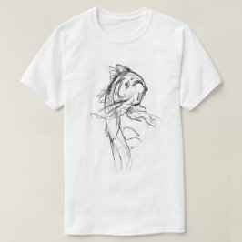 Camiseta Elegante Koi Fish Abstrato Sketch