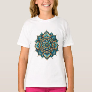 Camiseta Elegante Mandala Floral Geométrico Gráfico Verde D
