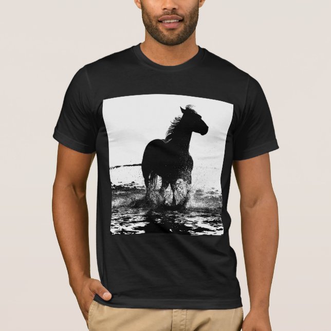 Camiseta Elegante Moderno Corrente de Cavalo Modelo de Pop (Frente)