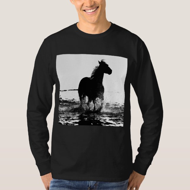 Camiseta Elegante Moderno Corrente de Cavalo Modelo de Pop (Frente)