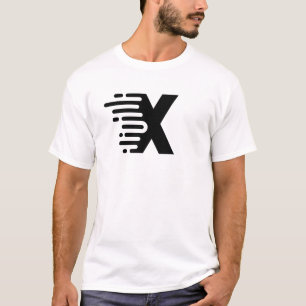 Camiseta Elegante Monograma de Letra X em Linha de Fita