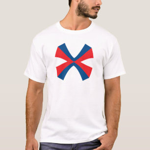 Camiseta Elegante Monograma de Letra X em linha Vermelha e