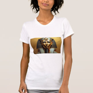 Camiseta Elegante Nefertiti Faraó Arte de Linha – Egito Fem