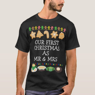 Camiseta Elegante Nosso Primeiro Natal Como Sr. e Sra. Casa