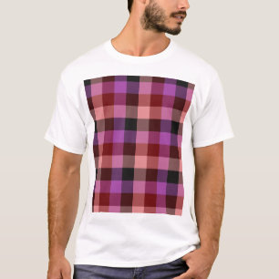 Camiseta Elegante padrão xadrez contínuo em vermelho e amei
