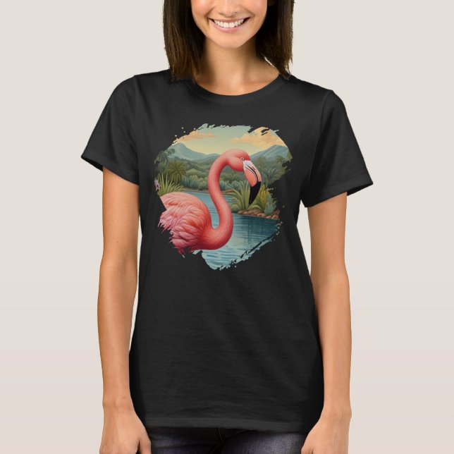 Camiseta Elegante paraíso tropical rosa flamingo (Frente)