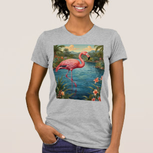 Camiseta Elegante paraíso tropical rosa flamingo